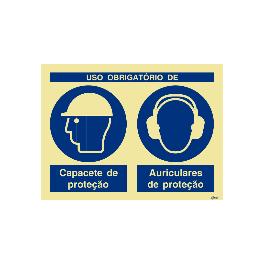 Sinalética Uso Obrigatório de Capacete e Auriculares de Proteção – OB0285