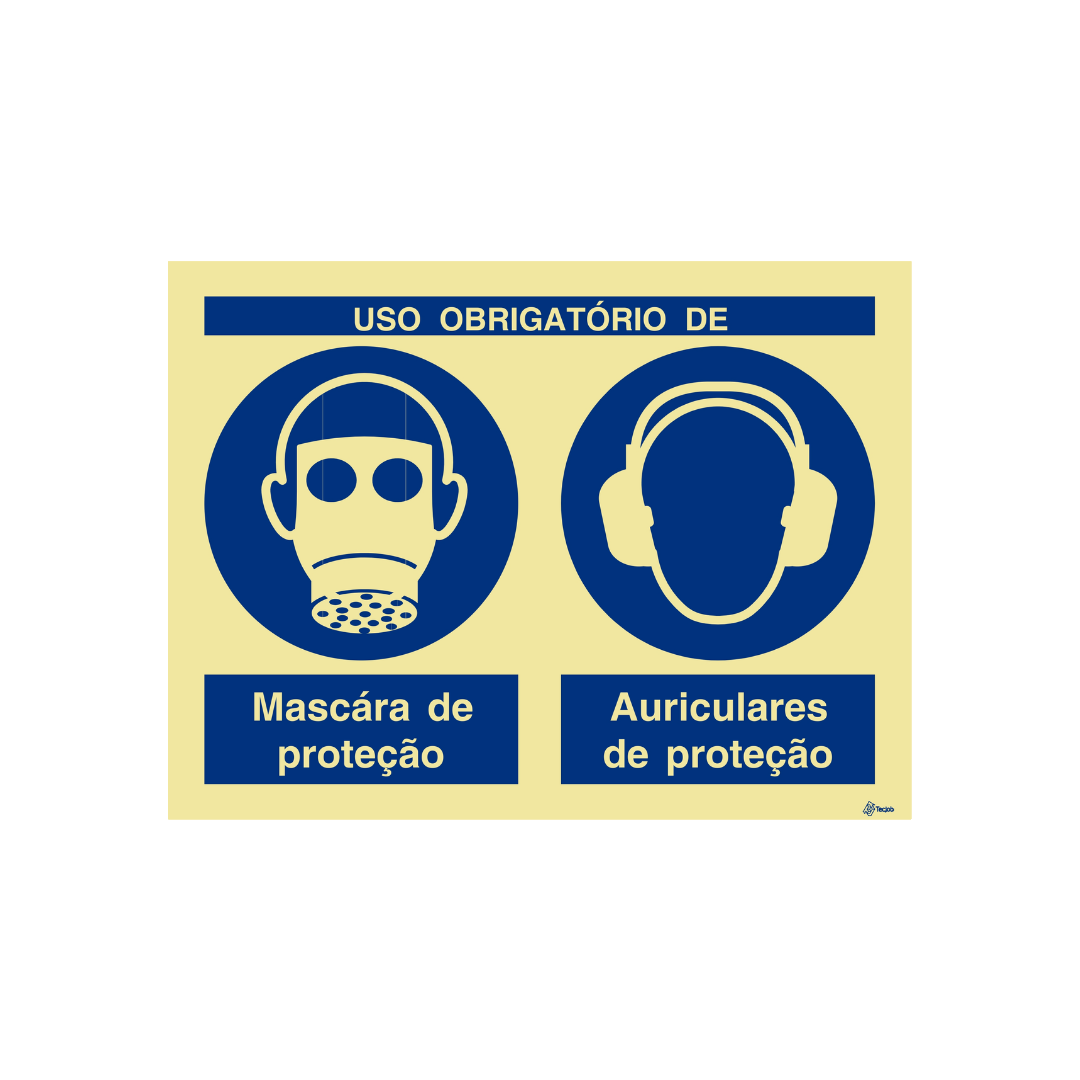 Sinalética Uso Obrigatório de Máscara e Auriculares de Proteção – OB0305