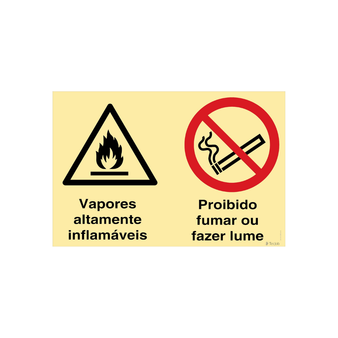 Sinalética Vapores Altamente Inflamáveis/Proibido Fumar ou Fazer Lume – OB0363