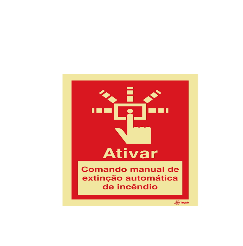 Sinalética Ativar Comando Manual de Extinção Automática de Incêndio - I0335
