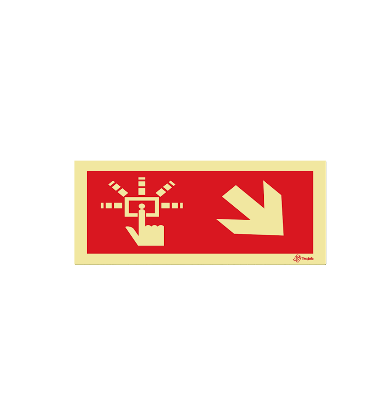 Sinalética Botão de Alarme - Seta Diagonal Direita para Baixo – I0457