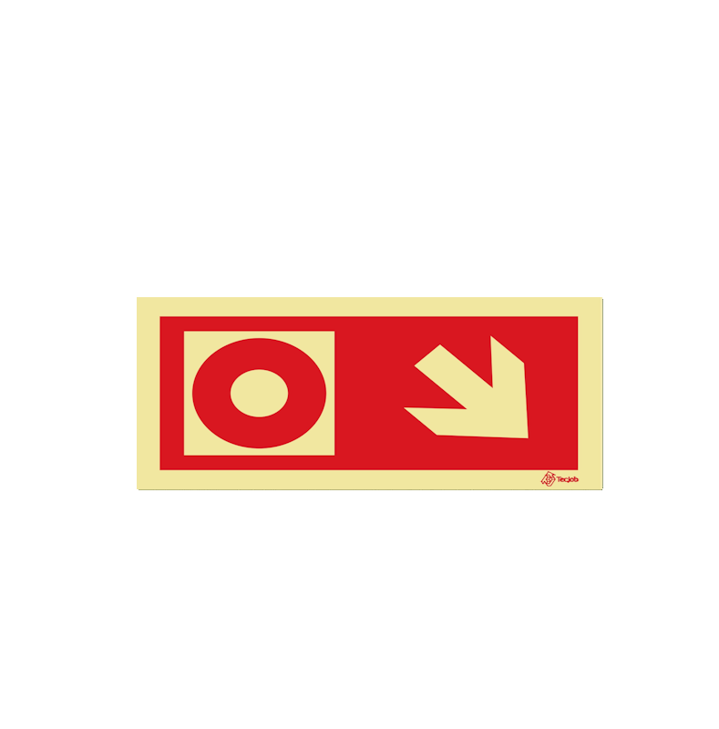 Sinalética Botão de Alarme - Seta Diagonal Direita para Baixo - I0462