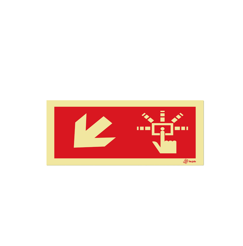 Sinalética Botão de Alarme - Seta Diagonal Esquerda para Baixo – I0455