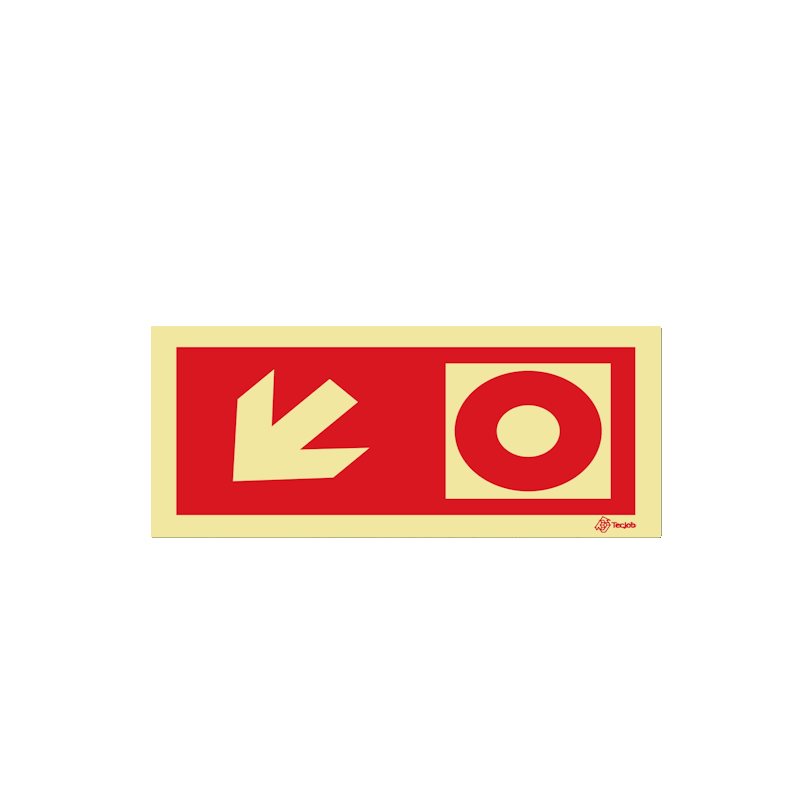 Sinalética Botão de Alarme - Seta Diagonal Esquerda para Baixo – I0460