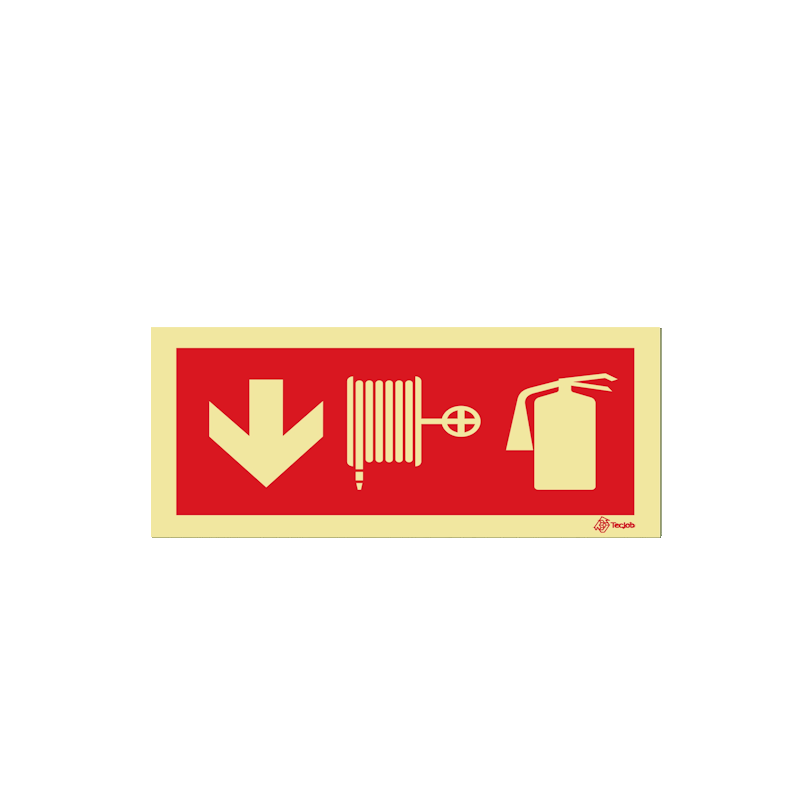 Sinalética Extintor e Carretel - Seta para Baixo - I0451