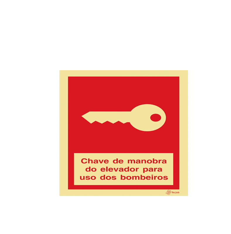 Sinalética Chave de Manobra do Elevador para Uso dos Bombeiros – I0378