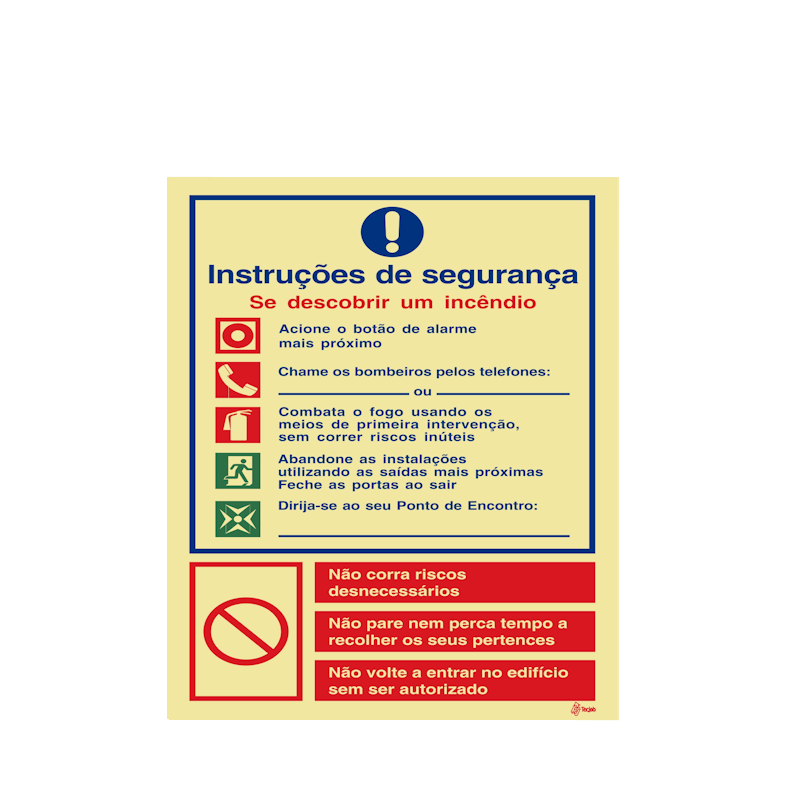 Sinalética Instruções de Segurança Se Descobrir um Incêndio - IS0023