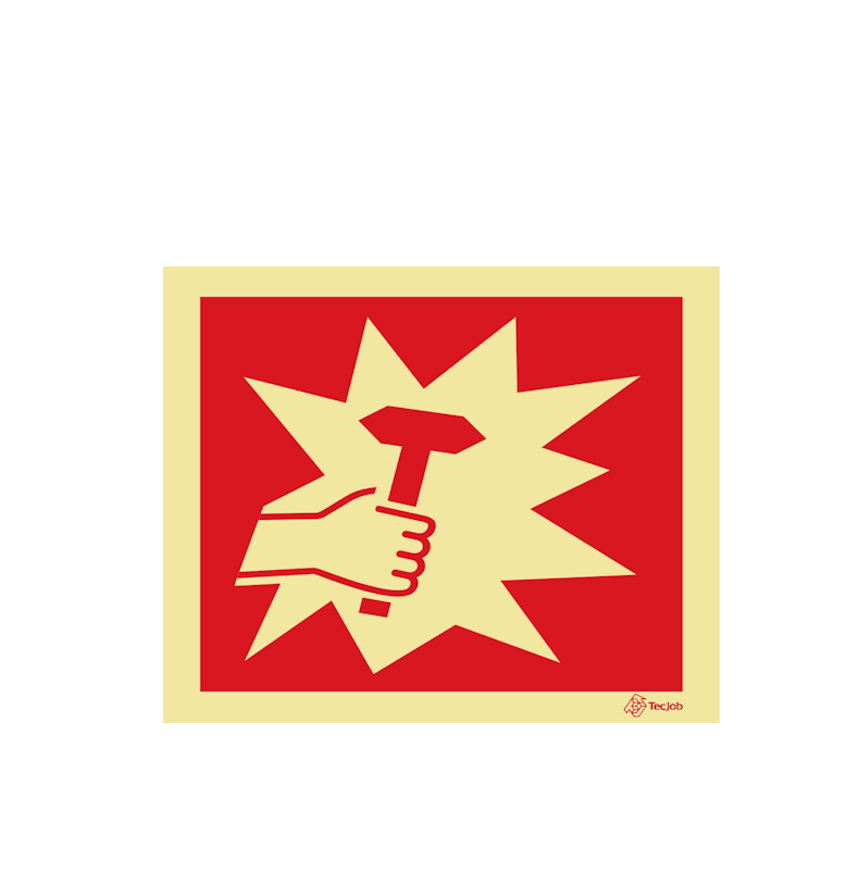 Sinalética Martelo Quebrar em Caso de Emergência – I0291