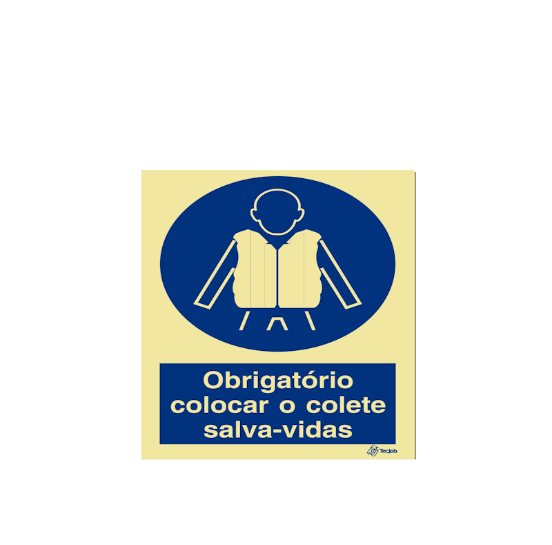 Sinalética Obrigatório Colocar o Colete Salva-Vidas - OB0099