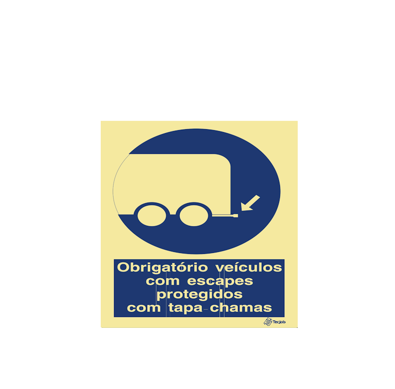 Sinalética Obrigatório Veículos com Escapes Protegidos com Tapa Chamas - OB0140
