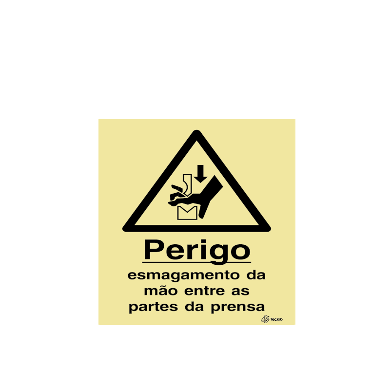 Sinalética Perigo Esmagamento da Mão Entre as Partes da Prensa - IS0253