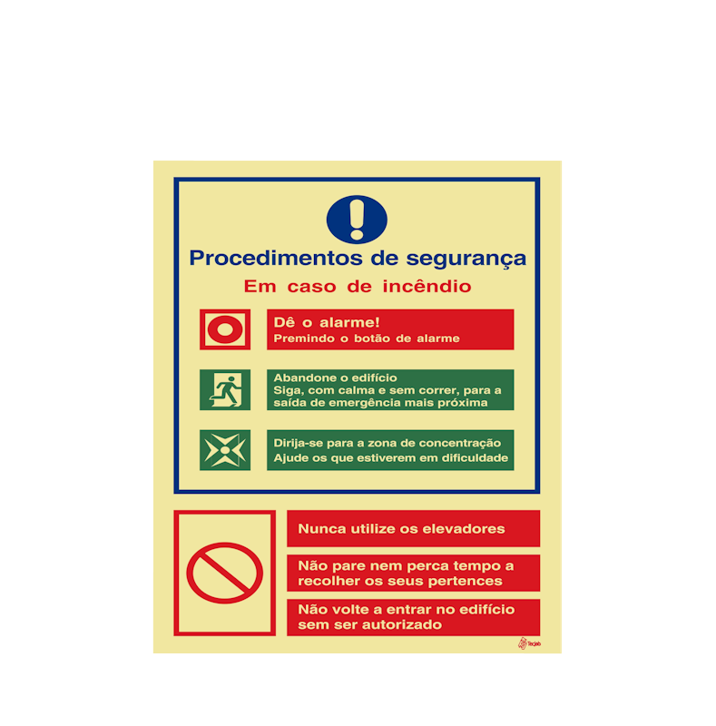 Sinalética Procedimentos de Segurança em Caso de Incêndio - IS0022