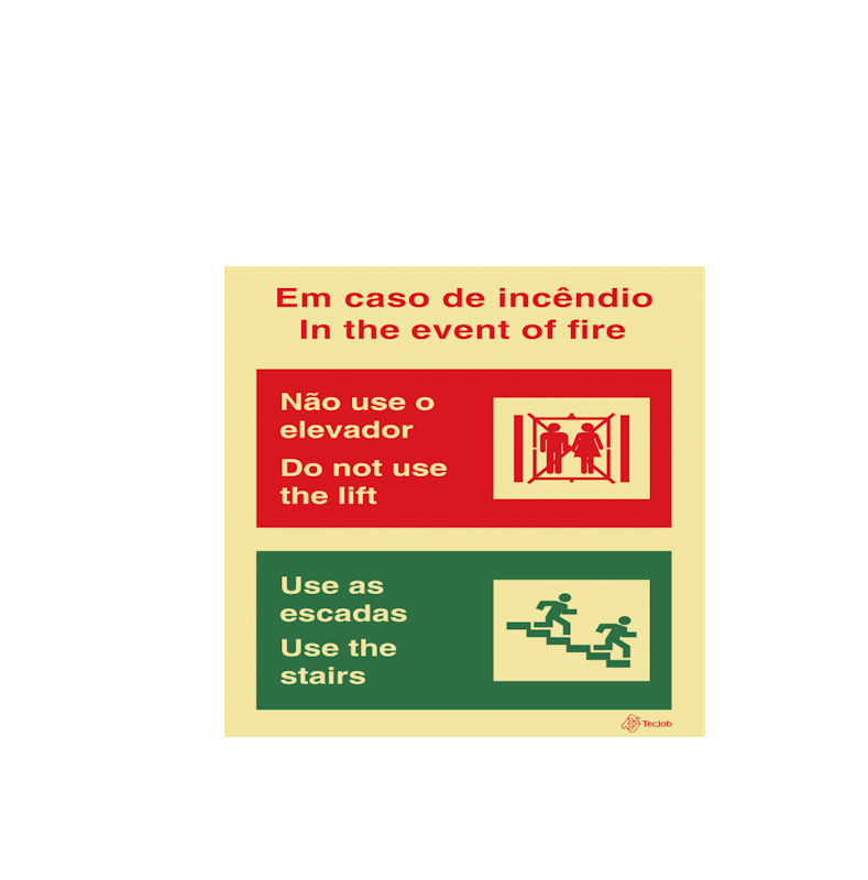Sinalética Em Caso de Incêndio Não Use o Elevador Use as Escadas - I0361