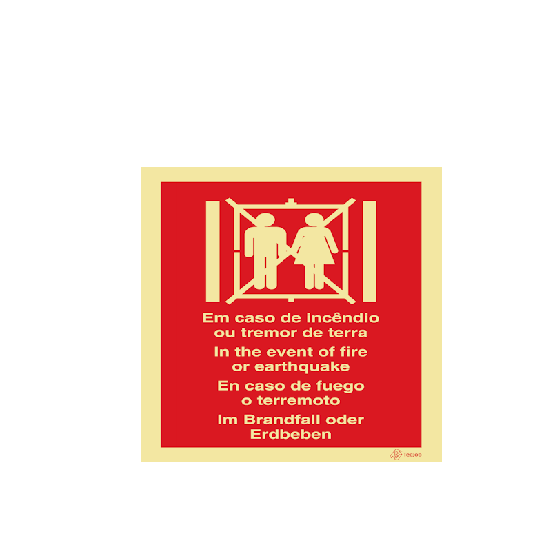 Sinalética Em Caso de Incêndio ou Tremor de Terra - I0364